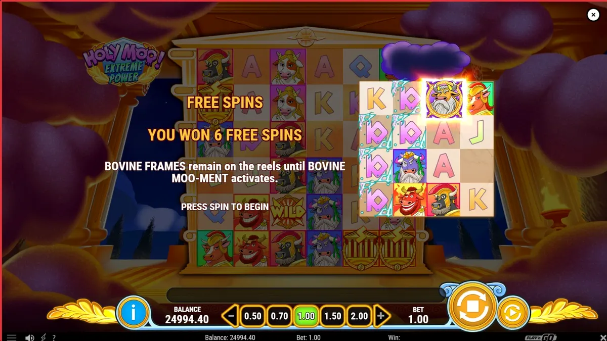 Karakter sapi Zeus dalam slot Holy Moo! Extreme Power