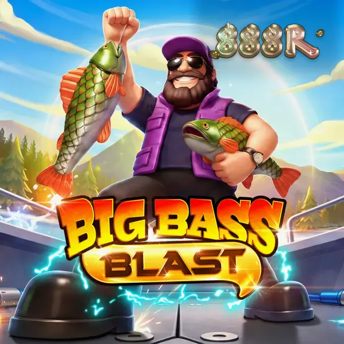 Tampilan visual slot Big Bass Blast dengan tema memancing elektrik